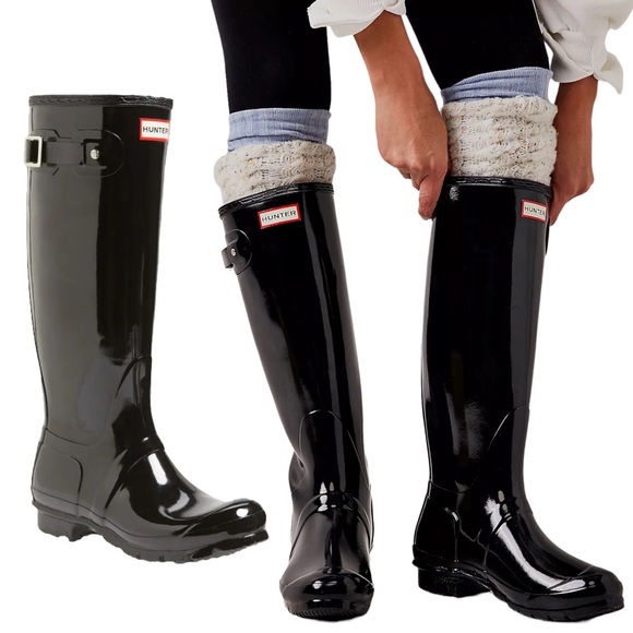 Hunter Shoes - NEW Hunter Original Tour Gloss Tall Rain Boots Black Size 10